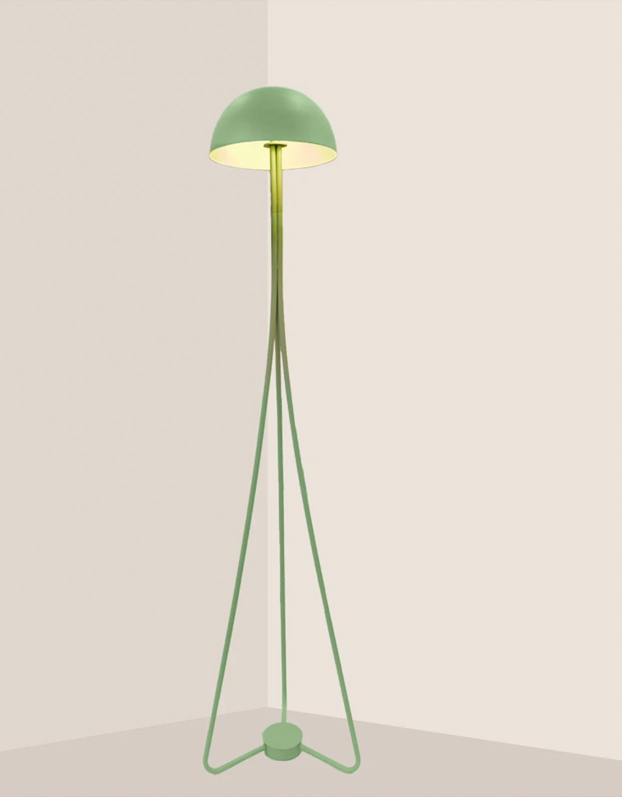 Lunar floor lamp with dome shaped celestial calm design and integrated LED soft glow مصباح أرضي لونار بتصميم قبة هادئ وضوء LED مدمج وتوهج ناعم