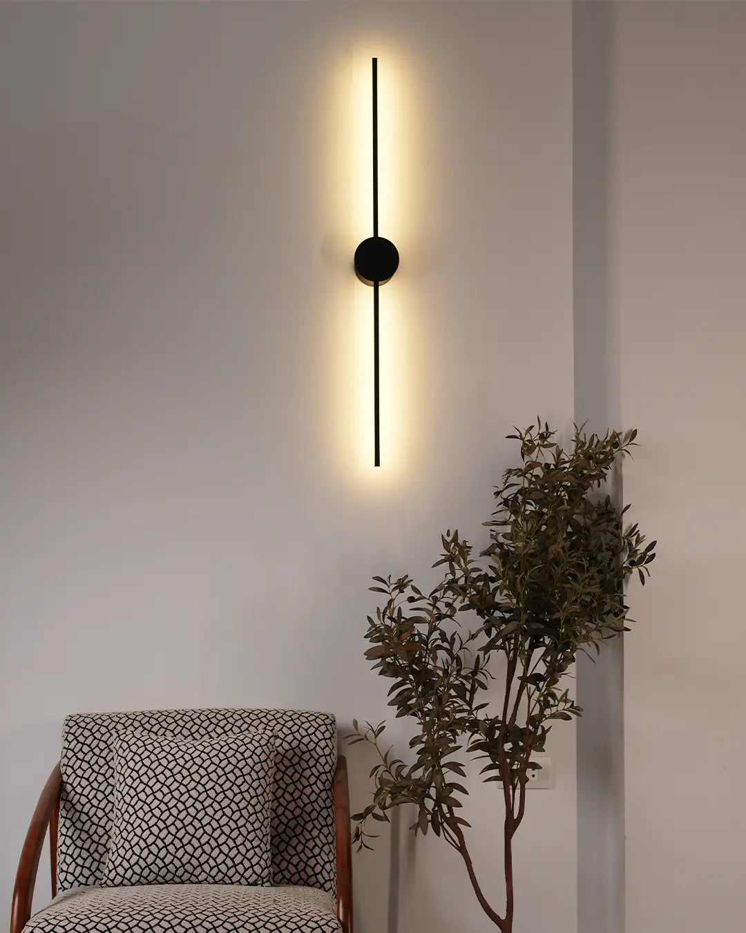 Double Lines Circle Black Wall Lamp - Minimal Stainless Steel Indirect Lighting