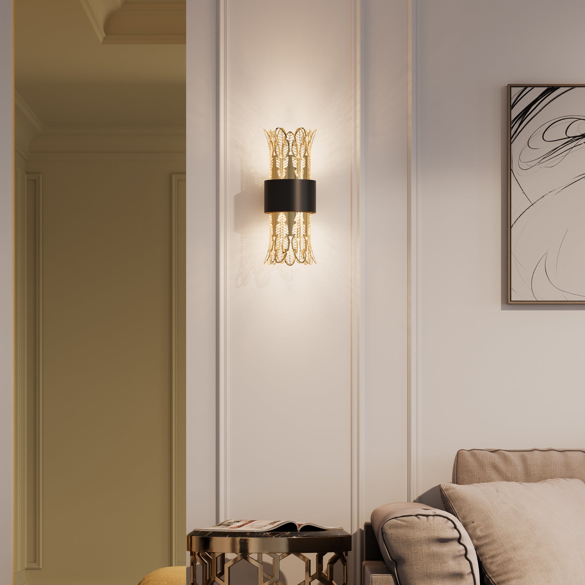 Leaf Wall Lamp – Ancient Egyptian Column-Inspired Decorative Lighting