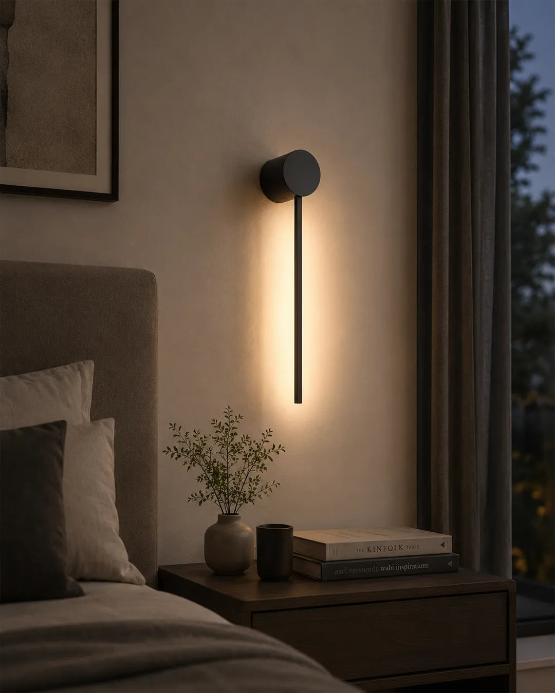 Lines Circle Black Wall Lamp- Minimal Stainless Steel Indirect Lighting