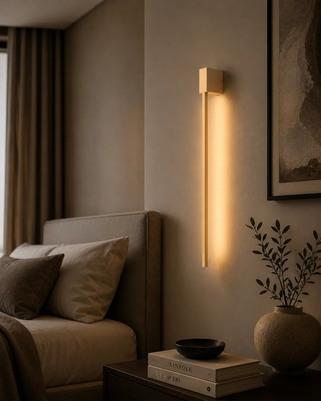 Lines Square Gold Wall Lamp – Minimal Stainless Steel Indirect Lighting