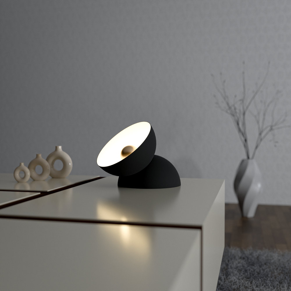 Lunar table lamp with dome shaped celestial calm design and soft harmonious glow مصباح طاولة لونار بتصميم قبة هادئ وتوهج متناغم ناعم