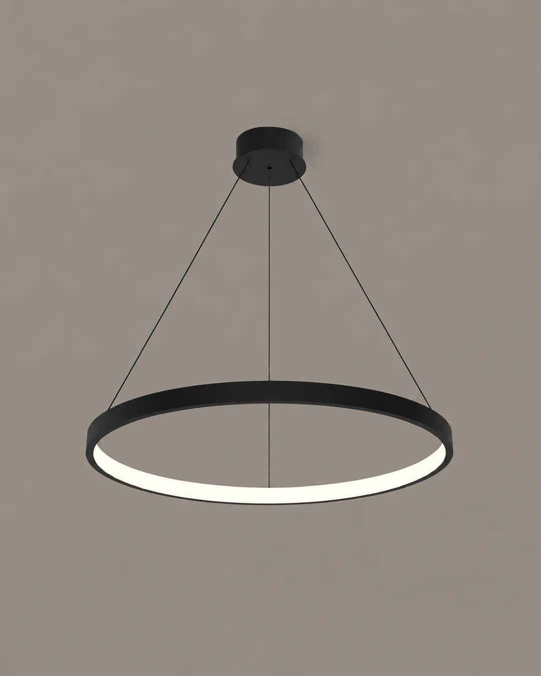 Circlet Pendant isolated product view, pendant with a clear luminous circle (view 3) | دلاية سيركلت، حلقة بتشطيب أسود