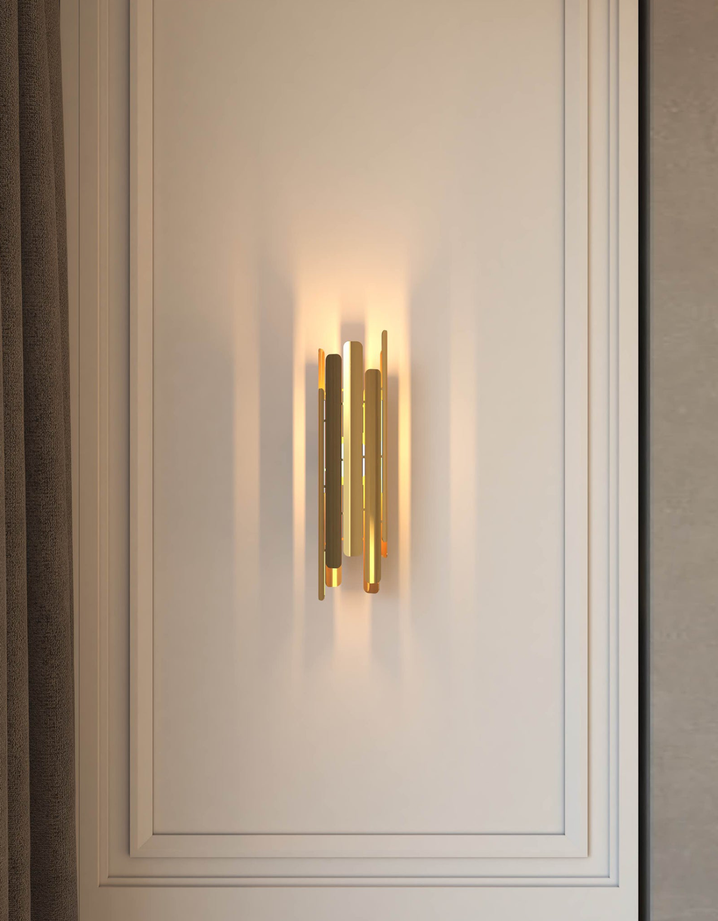 Tempo wall lamp with rhythmic sculptural design casting soft indirect light / مصباح حائط بتصميم إيقاعي نحتي يبعث إضاءة غير مباشرة ناعمة