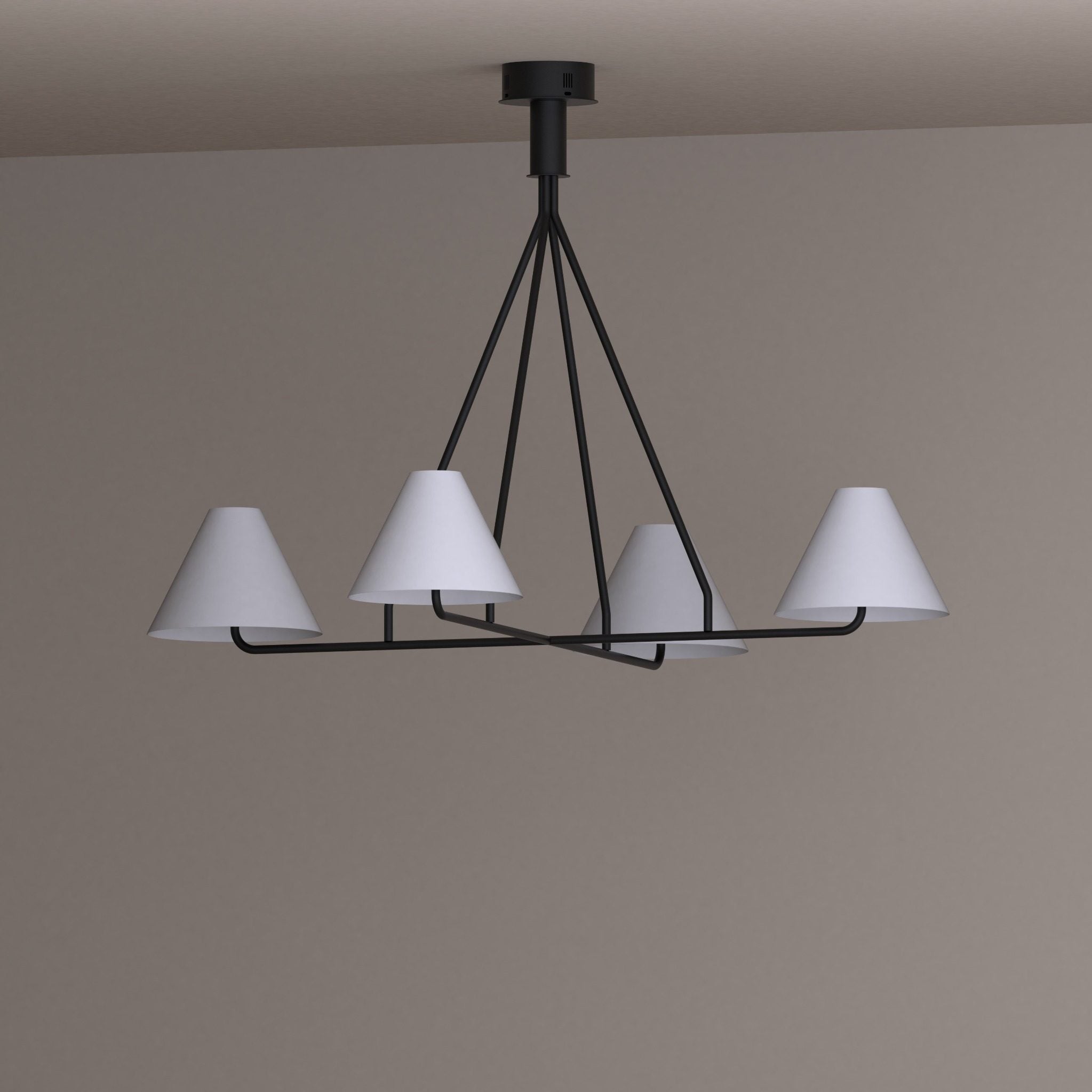 Voula chandelier with balanced orbit inspired conical shades for elegant ambient light ثريا ووولا بظلال مخروطية متوازنة مستوحاة من حركة المدار لإضاءة محيطية أنيقة