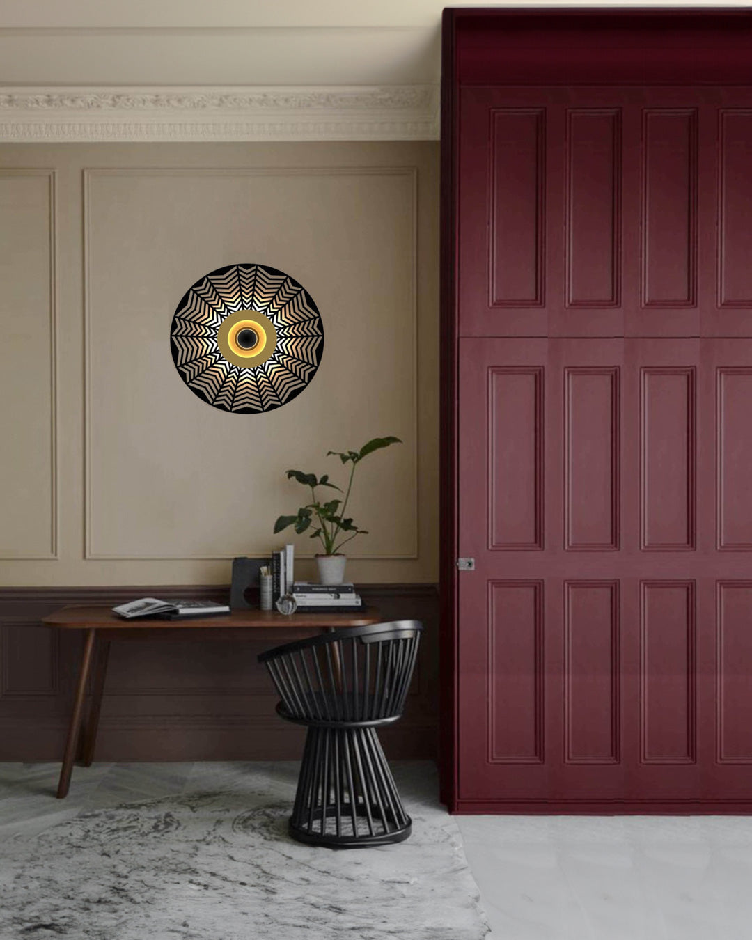 Globe wall lamp with spherical design creating a soft ambient glow / مصباح حائط كروي بتصميم عصري يوزع إضاءة هادئة داخل المساحة