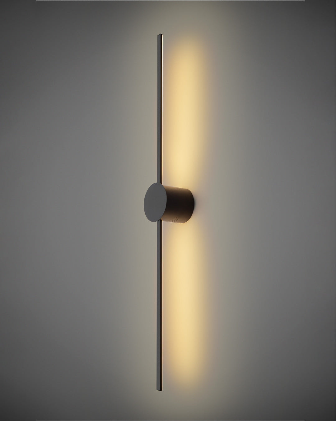 Double Lines Circle Black Wall Lamp - Minimal Stainless Steel Indirect Lighting