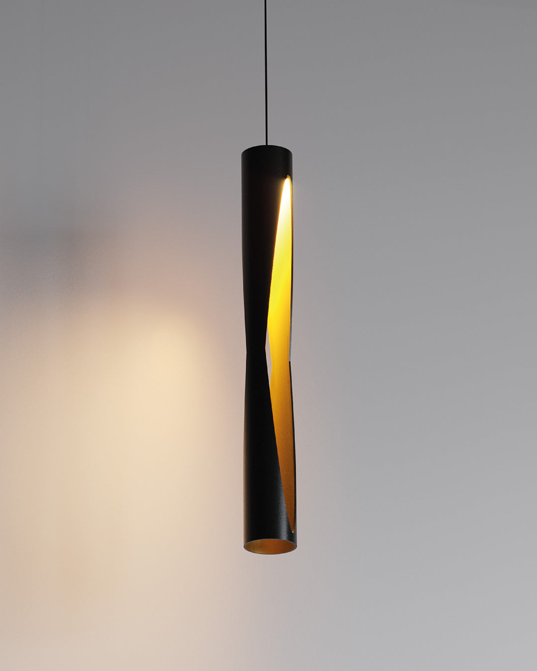 Dew 1 pendant with single dewdrop inspired suspended glass creating soft ambient light – مصباح ديو 1 المعلق بزجاج مستوحى من قطرة الندى مع إضاءة محيطية ناعمة