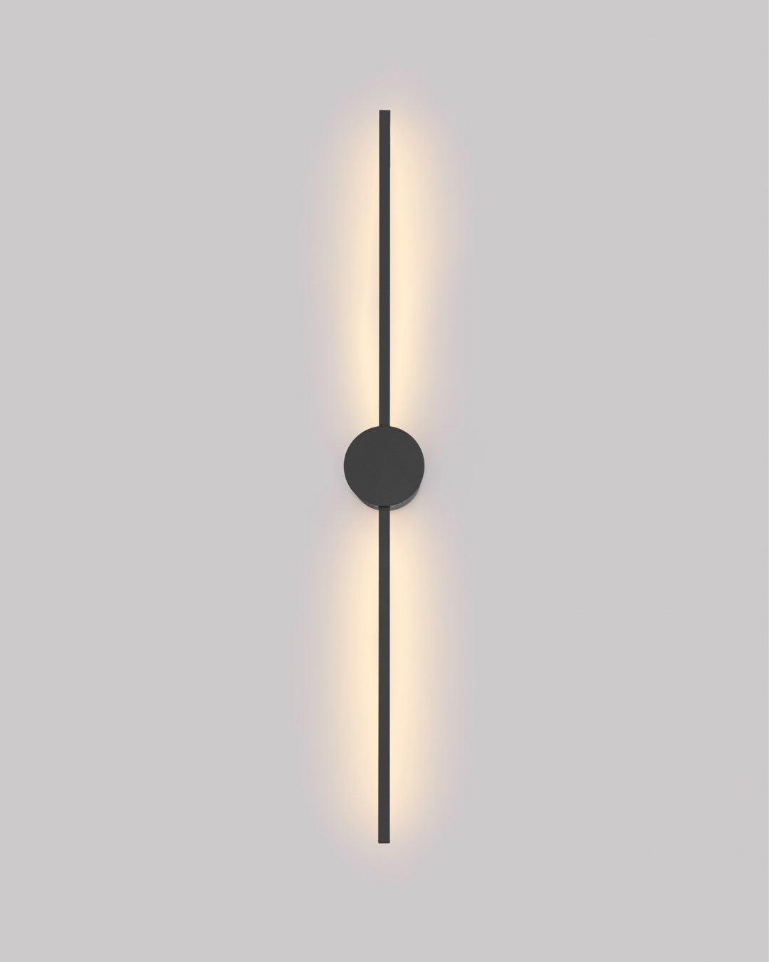Double Lines Circle Wall Lamp - Minimal Stainless Steel Indirect Lighting, Black,100×11cm