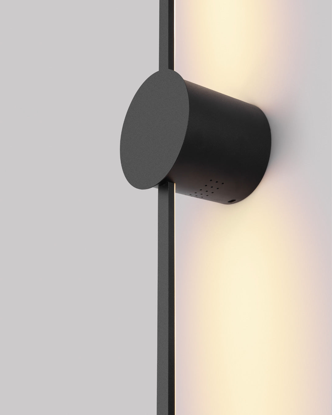 Double Lines Circle Black Wall Lamp - Minimal Stainless Steel Indirect Lighting