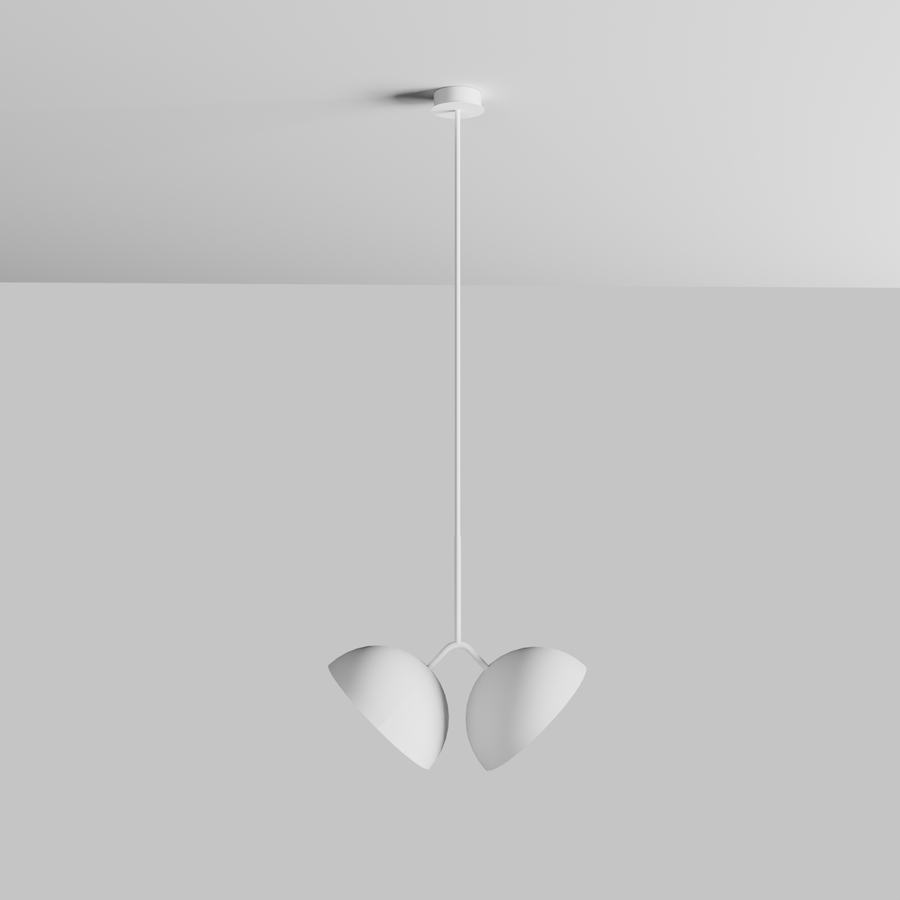 Lunar Twin Pendant with celestial calm dome shaped LED lights مصباح قلادة توأم بتصميم قبة هادئ مع إضاءة LED