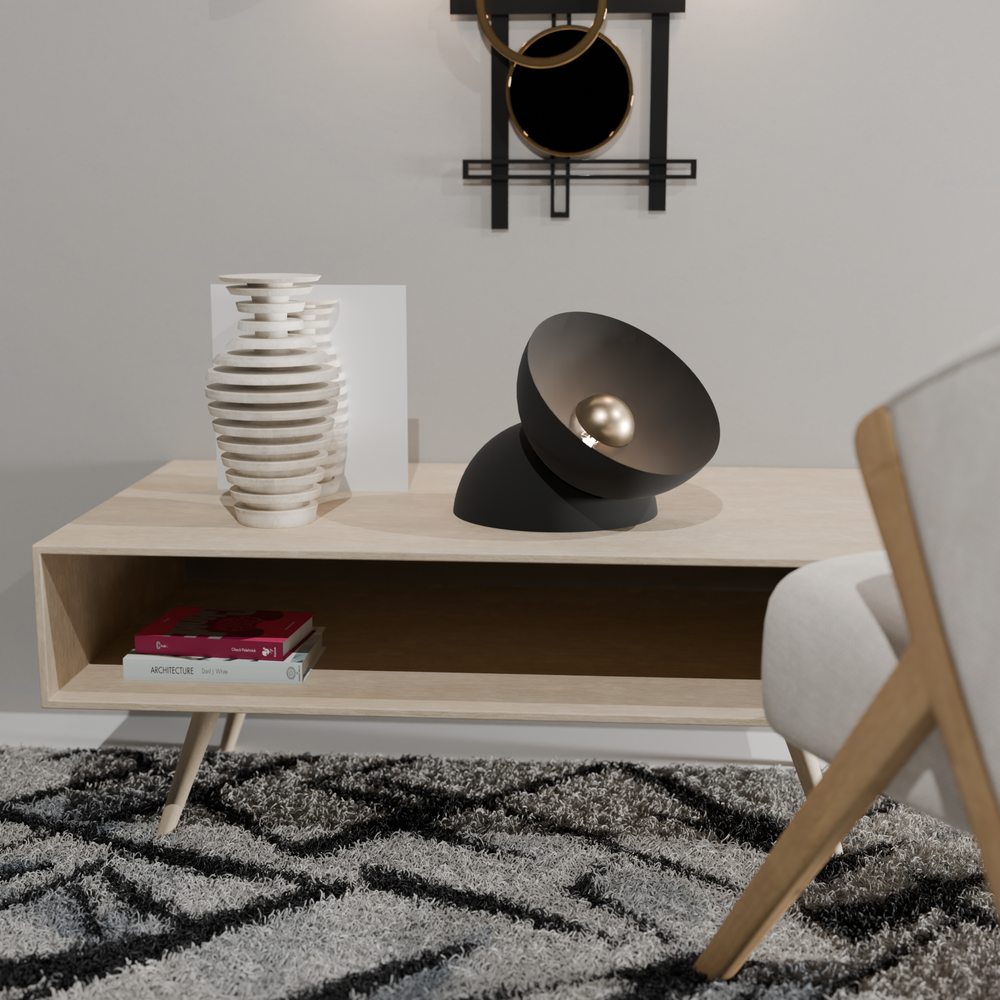 Lunar table lamp with dome shaped celestial calm design and soft harmonious glow مصباح طاولة لونار بتصميم قبة هادئ وتوهج متناغم ناعم