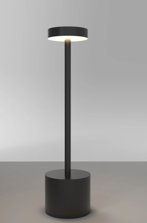 Slender Table Lamp — black table lamp with slim stem and disc shade | أباجورة سلندر، أباجورة سوداء بساق رفيعة وغطاء دائري