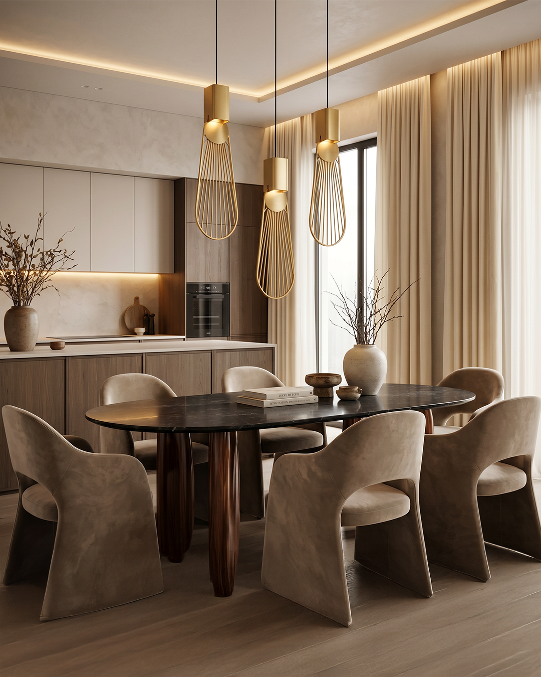 Aten Pendant – Elegant Modern Gold Lighting Fixture