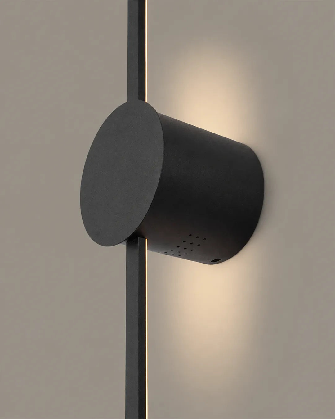 Double Lines Circle Black Wall Lamp - Minimal Stainless Steel Indirect Lighting