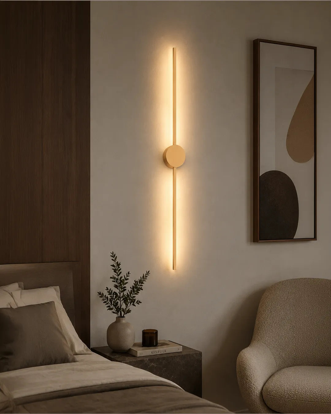 Double Lines Circle Gold Wall Lamp - Stainless Steel Indirect Lighting