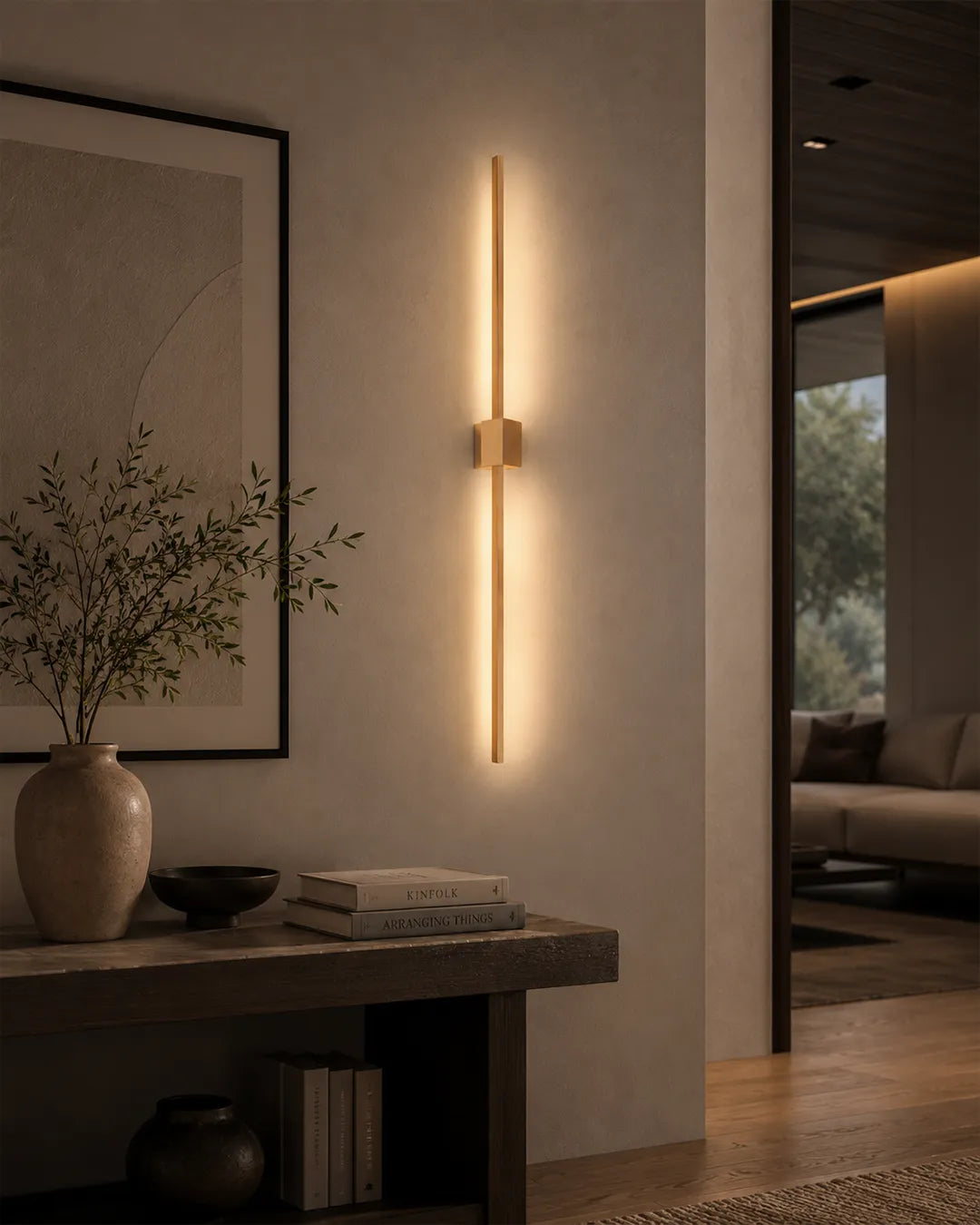 Double Lines Square Gold Wall Lamp - Minimal Stainless Steel Indirect Lighting