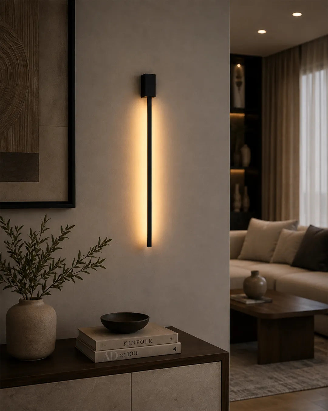 Lines Square Black Wall Lamp- Minimal Stainless Steel Indirect Lighting