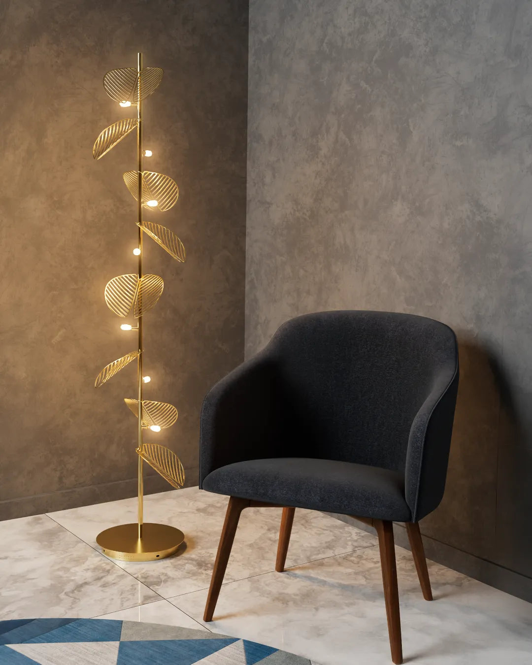 Serenity Floor Lamp – Nature-Inspired Leaf Design with Warm Glow