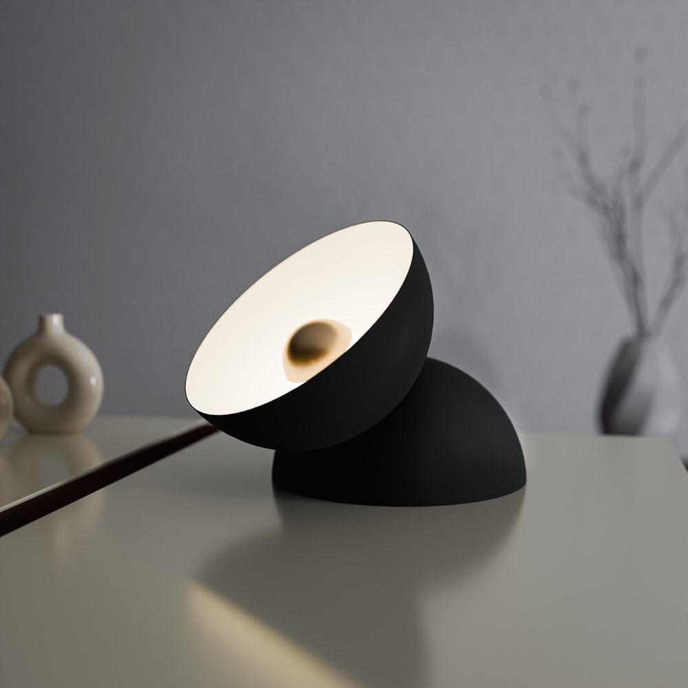 Lunar table lamp with dome shaped celestial calm design and soft harmonious glow مصباح طاولة لونار بتصميم قبة هادئ وتوهج متناغم ناعم
