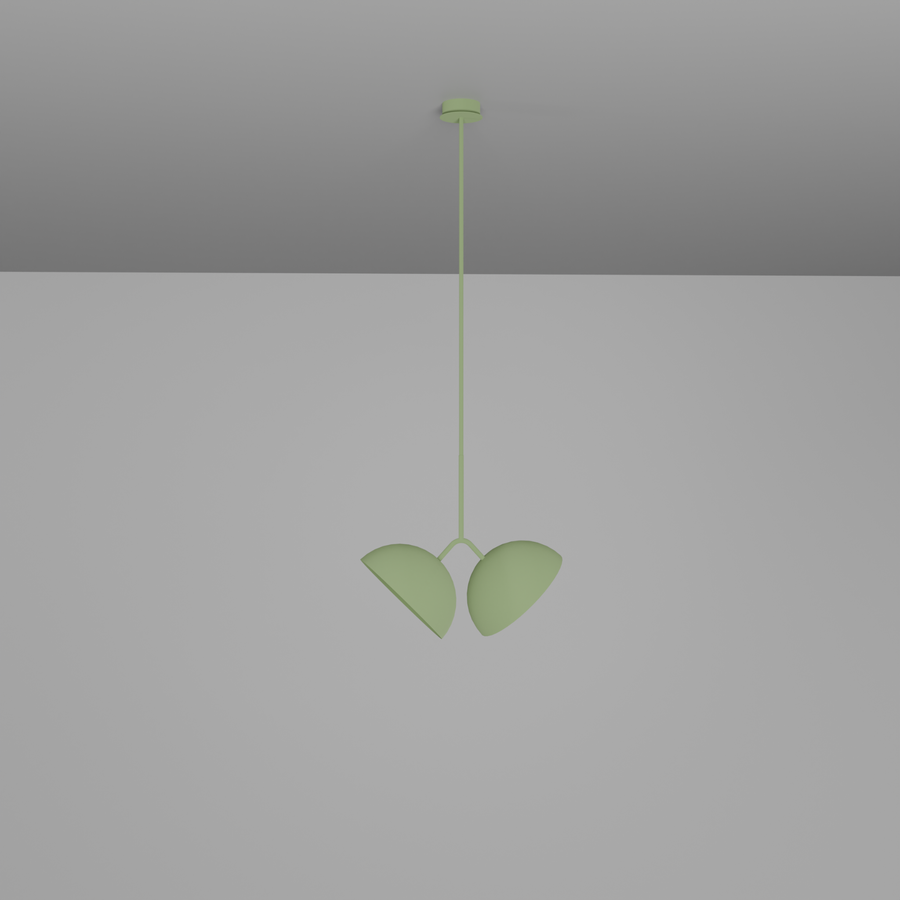 Lunar Twin Pendant with celestial calm dome shaped LED lights مصباح قلادة توأم بتصميم قبة هادئ مع إضاءة LED