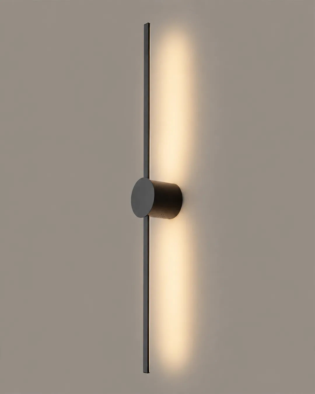 Double Lines Circle Black Wall Lamp - Minimal Stainless Steel Indirect Lighting