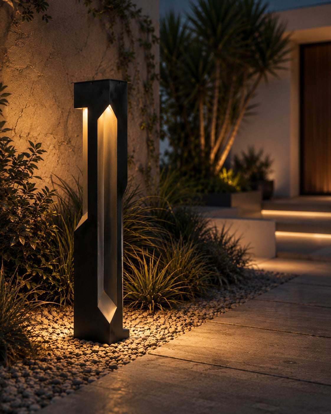 Patio Floor Lamp – Modern Outdoor Stainless Steel Lighting