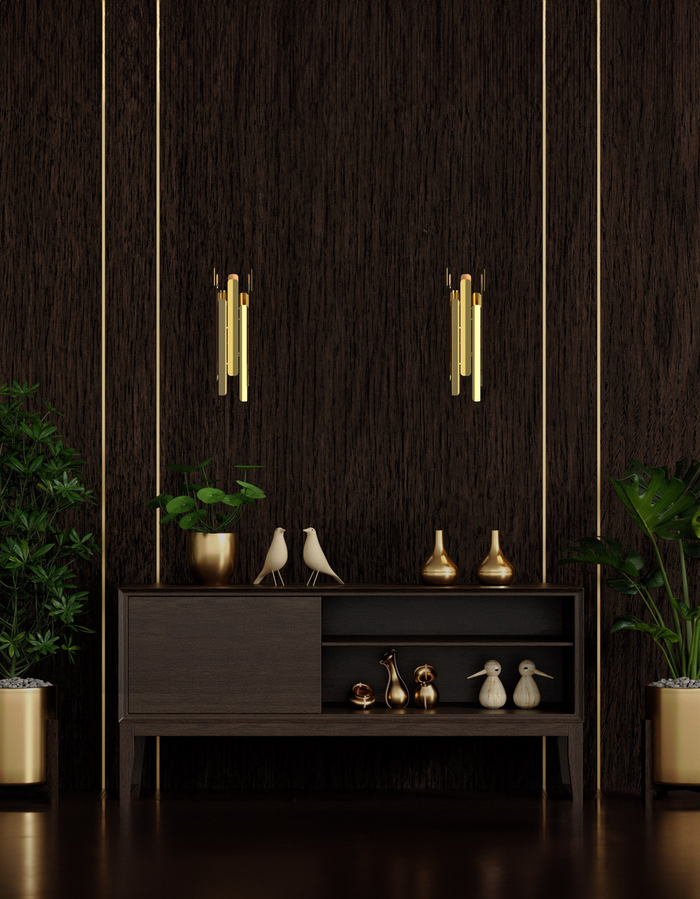 Tempo wall lamp with rhythmic sculptural design casting soft indirect light / مصباح حائط بتصميم إيقاعي نحتي يبعث إضاءة غير مباشرة ناعمة