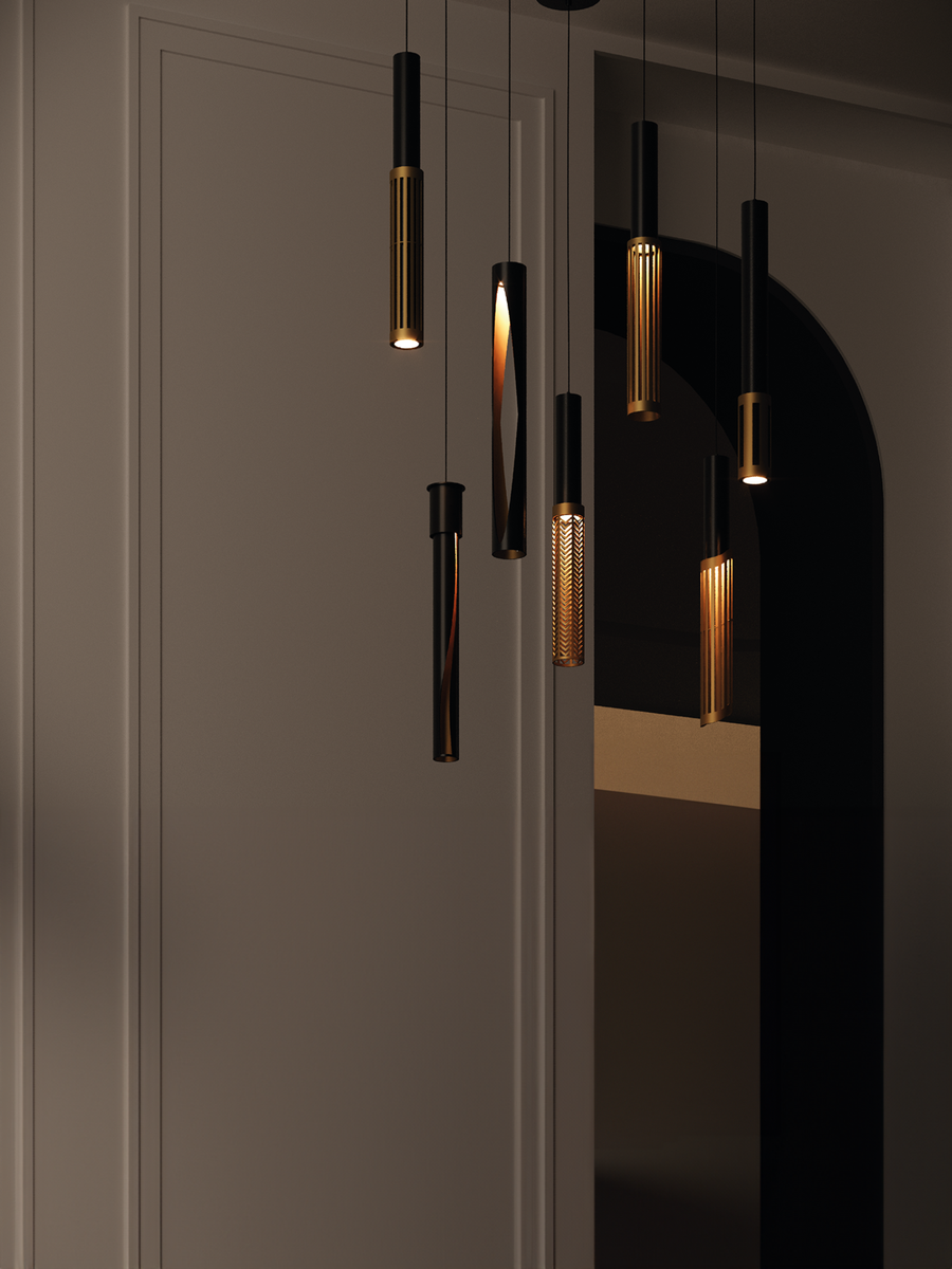 Dew set pendant light with elegant modern design and refined ambient illumination | وحدة إضاءة معلقة ديو بتصميم عصري أنيق وإضاءة ناعمة للمساحات الحديثة