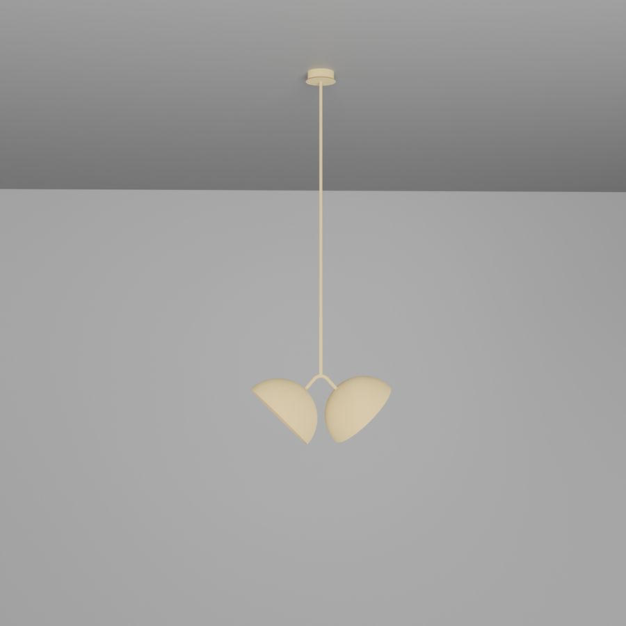 Lunar Twin Pendant with celestial calm dome shaped LED lights مصباح قلادة توأم بتصميم قبة هادئ مع إضاءة LED